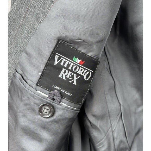 Vittorio Rex Grey/Gray Striped Suit. Coat 44R. Pants 38x30. Made In Italy. Nice - Picture 3 of 11